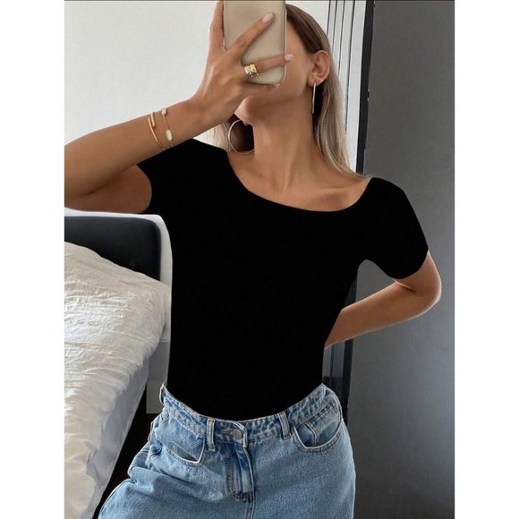 Short sleeve tee fitted los back black - Picture 1 of 2